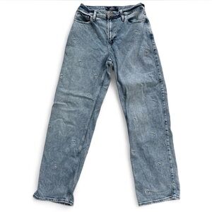 women’s hollister Jeans with Embroidered flowers